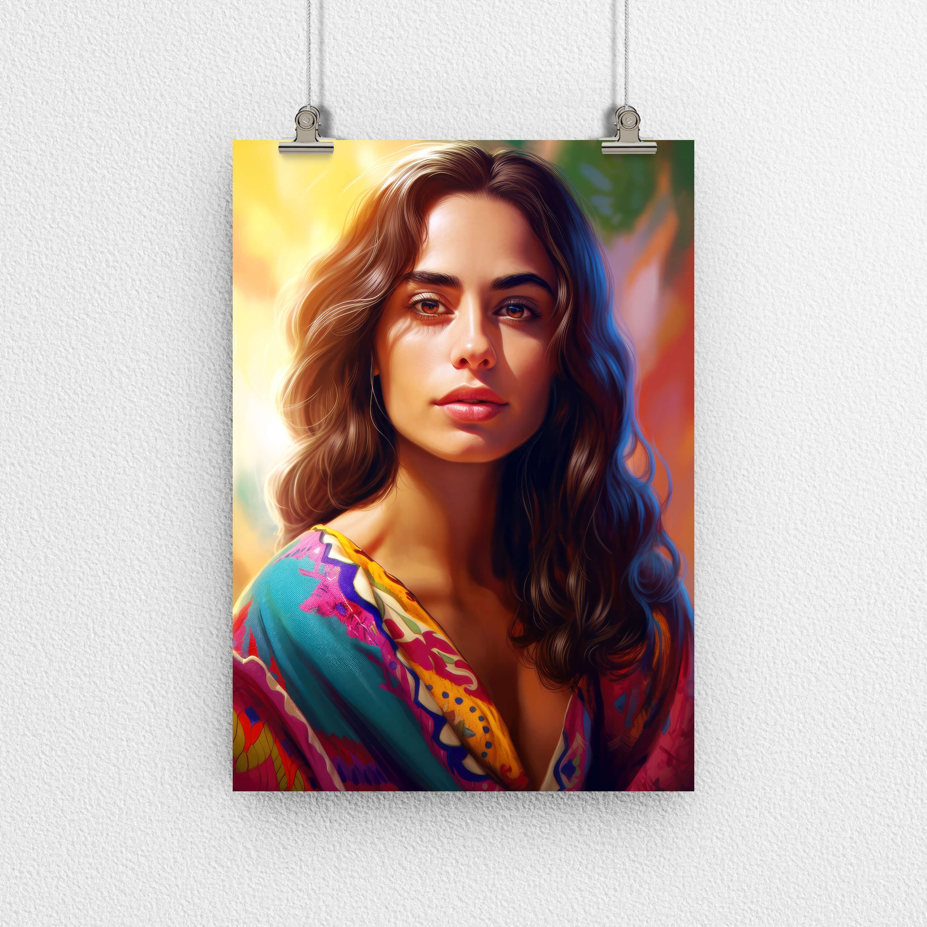 Latin Female Portrait Poster Print, Feminine, Latina, Latino, Chica, Hispanic, Digital Art, Modern Art, Wall Decor, for Home & Office, Gift