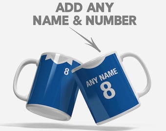 Personalised Everton Inspired Colours - Retro Football - Fan Supporter Retro Kit Mug - Gifts for Birthday Christmas Friend Colleague