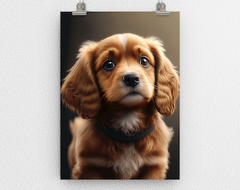 Adorable lindo perro cachorro cartel impresión, tierno amigo canino, arte digital, arte moderno, decoración de la pared, perfecto para el hogar y la oficina - gran artículo de regalo
