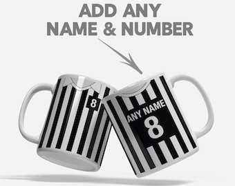 Taza personalizada con colores inspirados en la Juventus - Fútbol retro - Regalos para aficionados y aficionados - Cumpleaños, Navidad, amigos y colegas