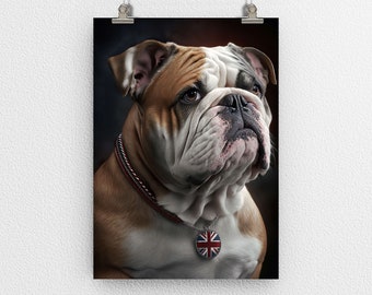 Impresión de póster de Bulldog británico, Bulldog inglés, Amigo canino, Arte digital, Arte moderno, Decoración de pared, para el hogar y la oficina - Artículo de regalo perfecto