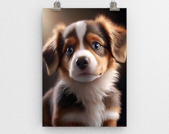 Adorable lindo perro cachorro cartel impresión, tierno amigo canino, arte digital, arte moderno, decoración de la pared, perfecto para el hogar y la oficina - gran artículo de regalo