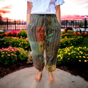 Patchwork Casual Cotton Trousers Hippie Yoga Pants Festival