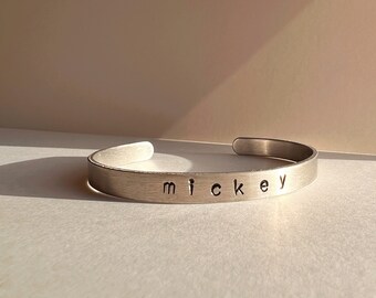 MICKEY Disney Inspired Hand Stamped Aluminum Bracelet