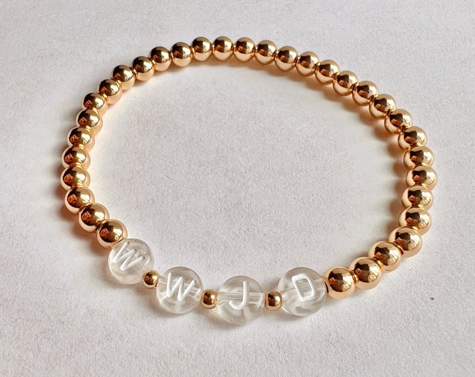 WWJD Gold Plated or Gold Filled Beaded Bracelet Etsy