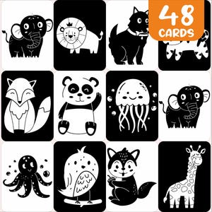 Printable High Contrast Baby Cards. Monochrome Sensory Flash Cards, Infant Stimulation, Black & White Shapes for Babies PDF Digital Download