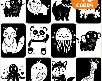 Printable High Contrast Baby Cards. Monochrome Sensory Flash Cards, Infant Stimulation, Black & White Shapes for Babies PDF Digital Download
