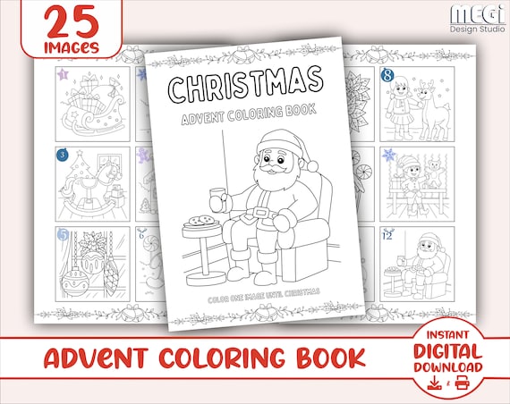 Christmas Advent Coloring Book Printable Coloring Pages - Etsy