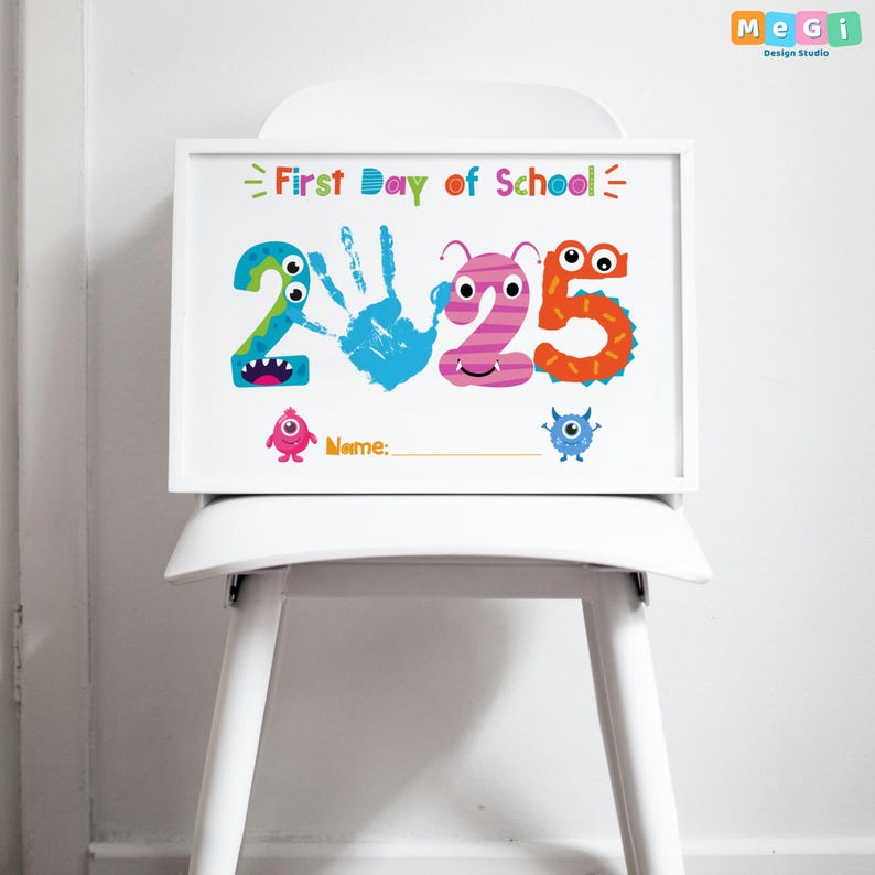 First Day of School 2025 Handprint Craft - Cute Monster Numbers ...