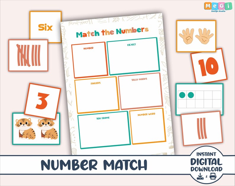Number Match - Preschool Activity - Count and Match - 1 to 10 Number ...