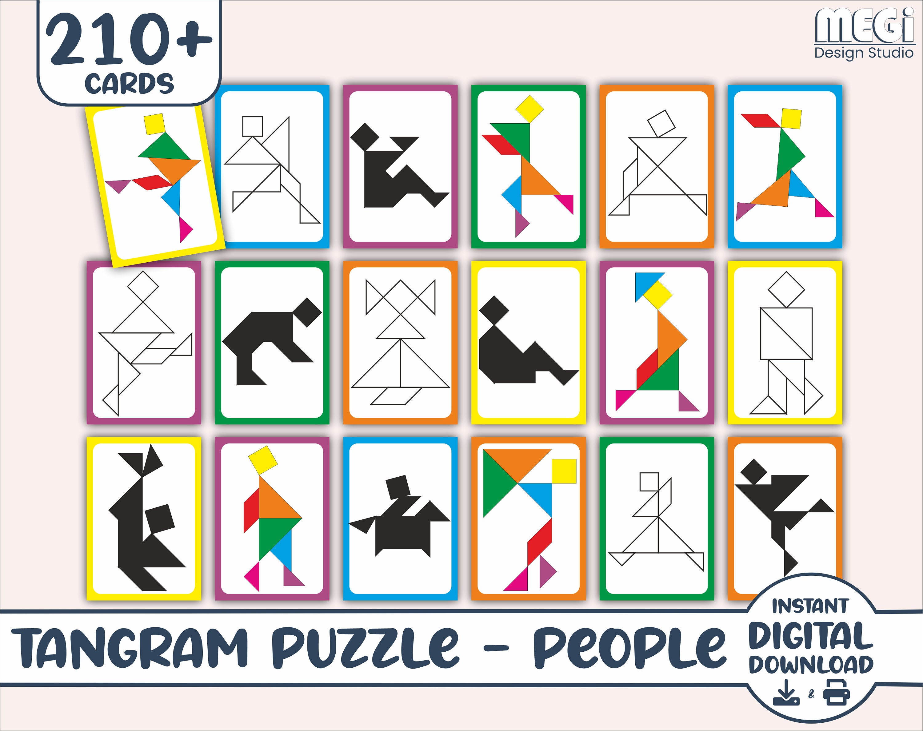 Tangram Animals And Shapes Puzzle Cards 96 Cards Free Australia