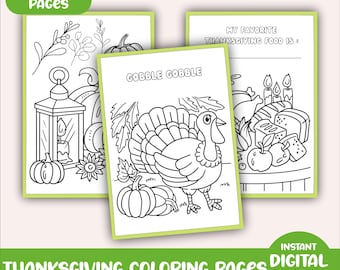 Thanksgiving Coloring Book - Printable Coloring Pages - Thanksgiving Activity - Printable Thanksgiving Coloring for Kids - Digital Download