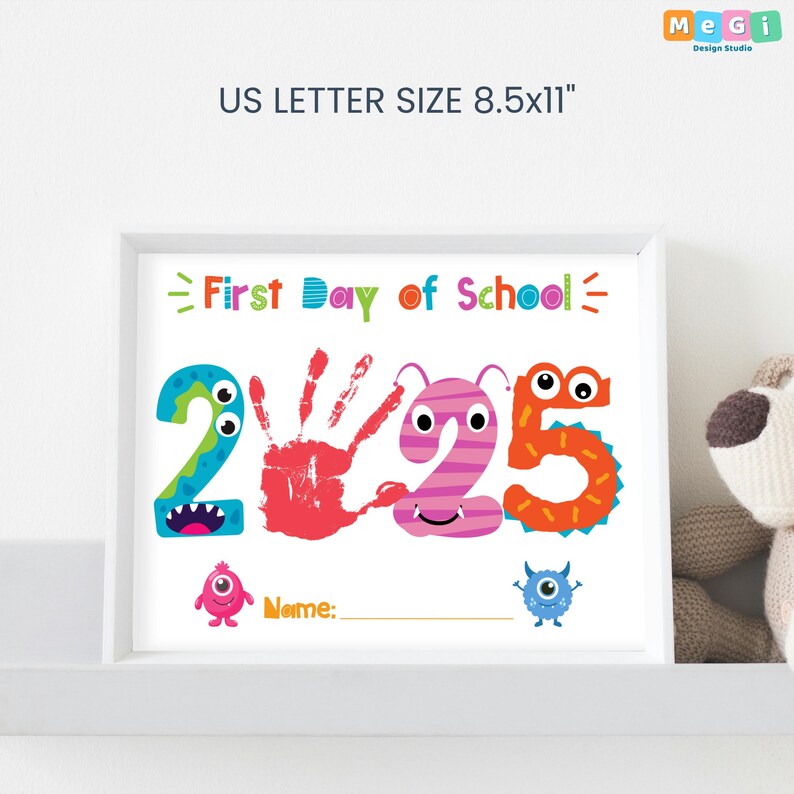 First Day of School 2025 Handprint Craft - Cute Monster Numbers ...