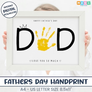 Father&#39;s Day Handprint Printable, DIY Gift from Kids, Keepsake for Dad, I Love You Dad Handprint, Personalized Fathers Day Gift, Dad Craft