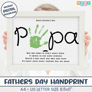 Papa Handprint Poem, Father's Day Handprint Art, Valentines Handprint Craft, Gift for Papa from Baby Toddler Kids, Handprint Craft, Keepsake