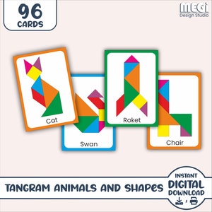 グランドセイコー セール Animals Tangram and Free & Cards 96 - Cards Puzzle Shapes メンズウェア