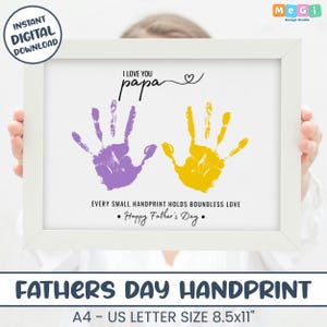 Printable Handprint Gift for Papa,Fathers Day Art Project from Kids or Babies,DIY Toddler Keepsake Happy Fathers Day Gift from Kids for Papa