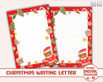 Christmas Stationery Pages - Christmas Writing Letter - Dear Santa - Christmas Sheet -  Printable Christmas - A4 & Letter Size Writing Paper