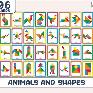Tangram Big Set - 200+ Cards and Free Tangram Pattern - Printable ...
