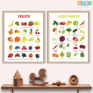 Montessori Educational Posters | Learning Wall Art | Homeschool & Classroom Print | Printable Learning Poster | Fruits and Vegetables Poster