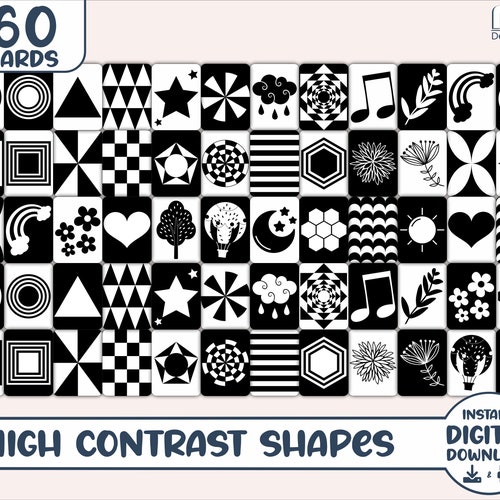 Black And White Pattern Cards For Baby Tummy Time My Bored