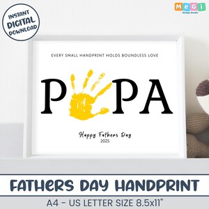 Printable Fathers Day Card with Handprint, DIY Gift for Papa from Child, Digital Download Keepsake,Art Gift from Toddler, DIY Craft for Papa