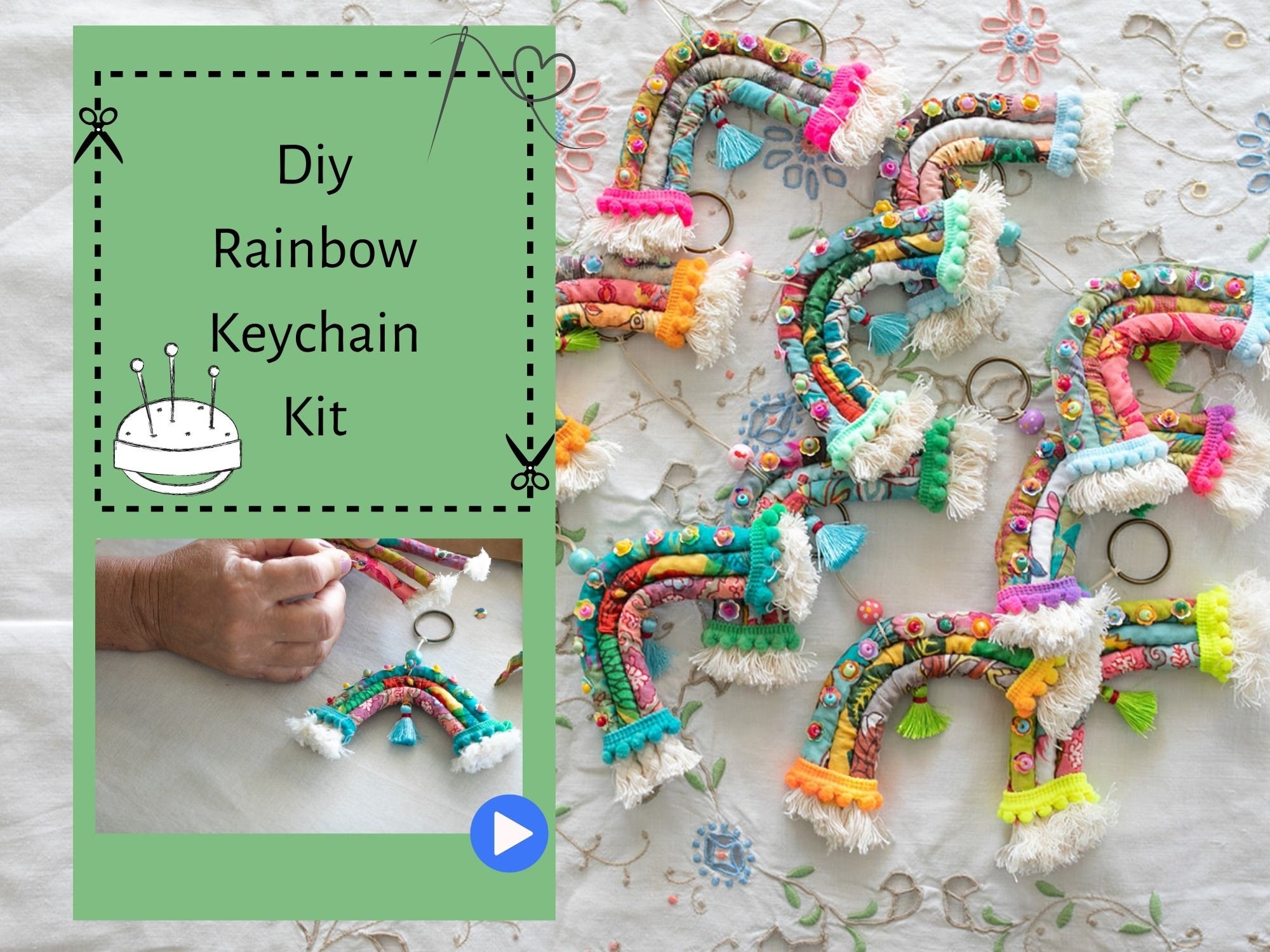 Macrame Rainbow Keychain Craft Kit, Macrame Keychain Kit, DIY Rainbow Key  Chain Kit, Gift & DIY Craft Kit Macrame for Adults Beginners 