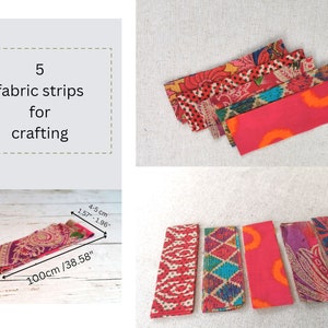 Cotton Fabric Ribbon, Boho Fabric Scraps, Cotton Ribbon Scraps, Fabric Remnants, Fabric Bundle