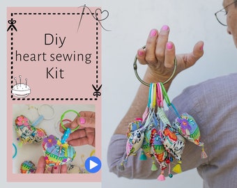 Girls Sewing Kit, DIY Heart Sewing Kit, Children Sewing Kit, Gift With Love, DIY Craft Kits, Montessori Sewing Projects