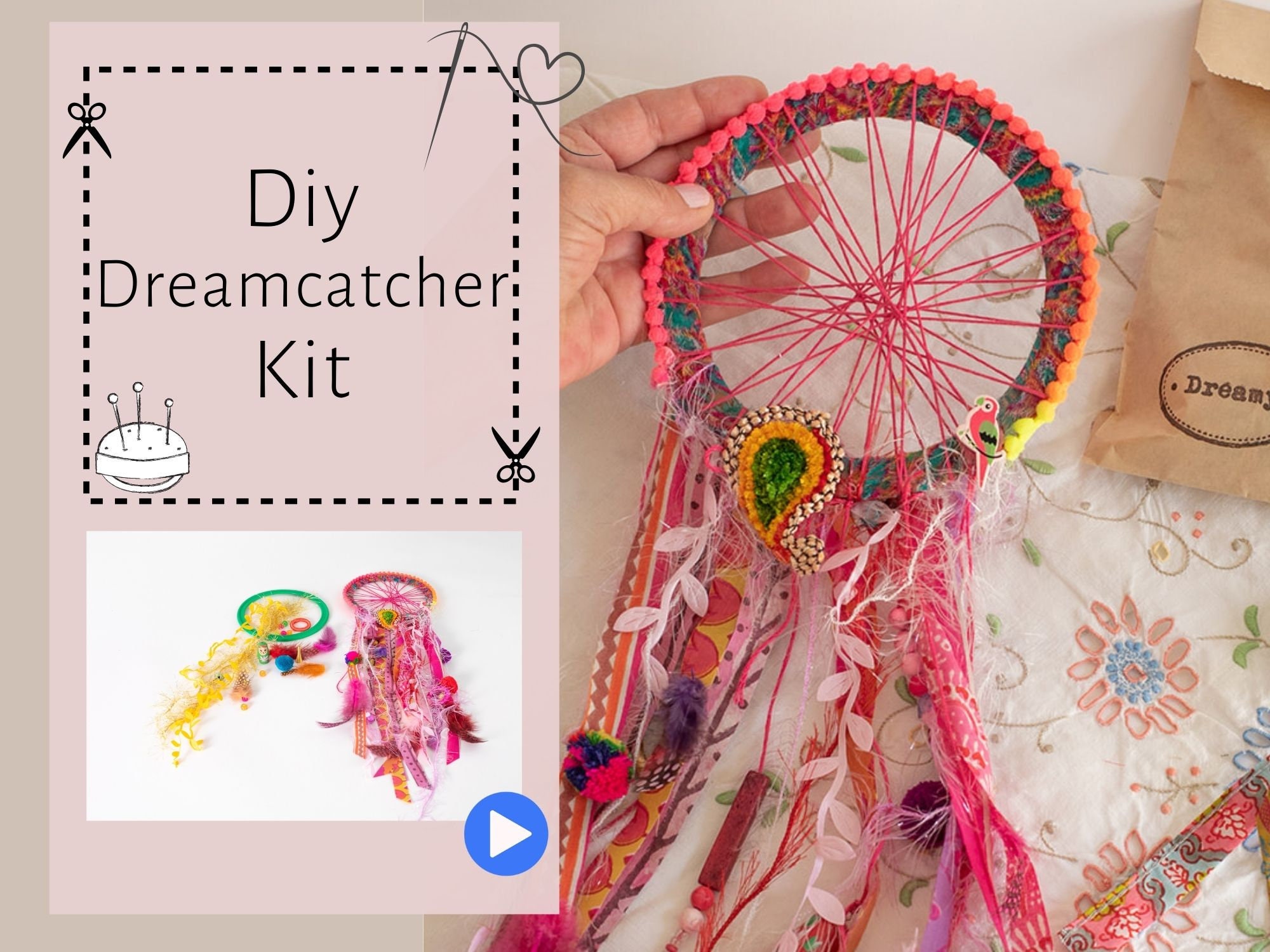 make your own dreamcatcher craft kit activity box - sustainable craft kit -  cotton twist