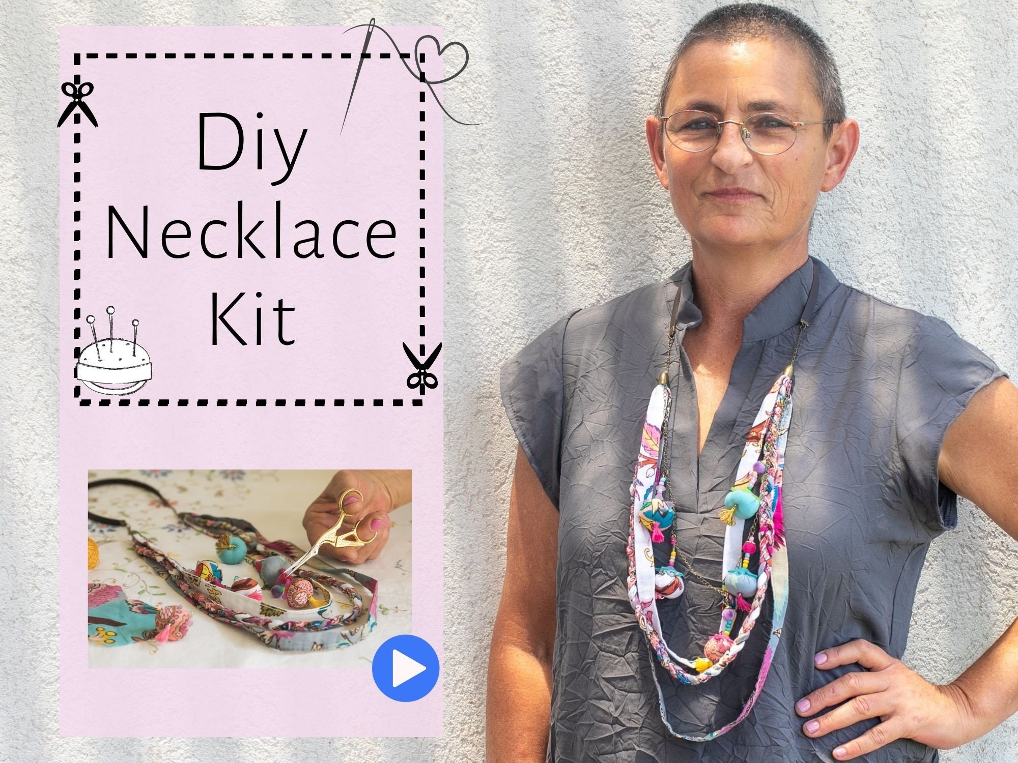 Textile Jewelry Making Kit, Statement Fabric Necklace, DIY Necklace Kit