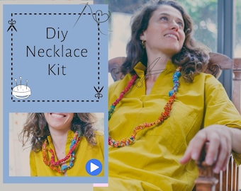 Art Jewelry, Diy Necklace Kit, Craft Kits For Women, Craft Kit For Adults, Colorful Fabric Necklace, Jewelry Tutorial, Jewelry Making Kit