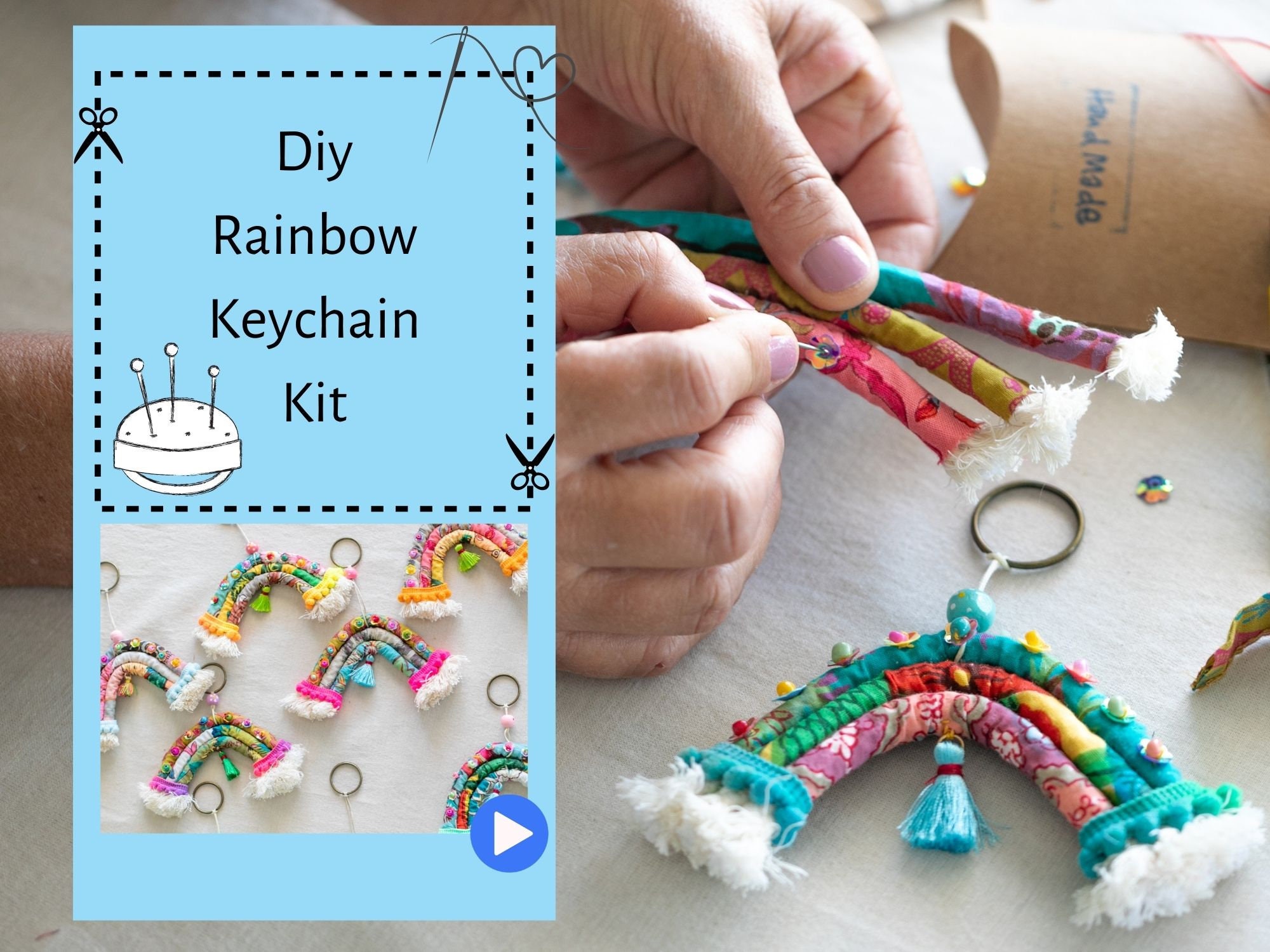 keychain kit rainbow keychain macrame