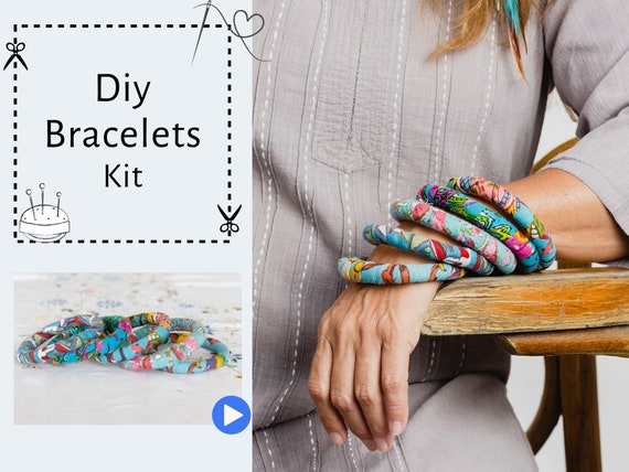 DIY Fabric Bracelet Kit, African Fabric Bangles, African Bracelet