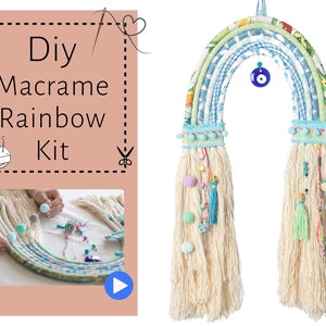Macrame Wall Art, DIY Macrame Rainbow Craft Kit, Macrame Wall Hanging, Macrame Rainbow Starter Kit, DIY Crafts Ideas For Beginners