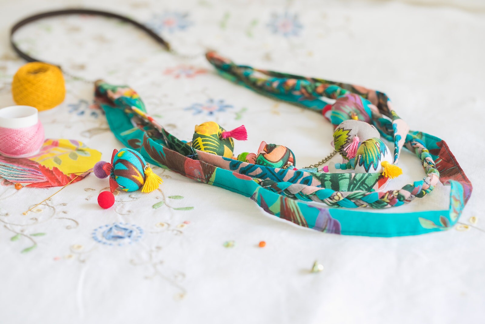 Long Fabric Necklace DIY Craft Kits for Women Arts and 
