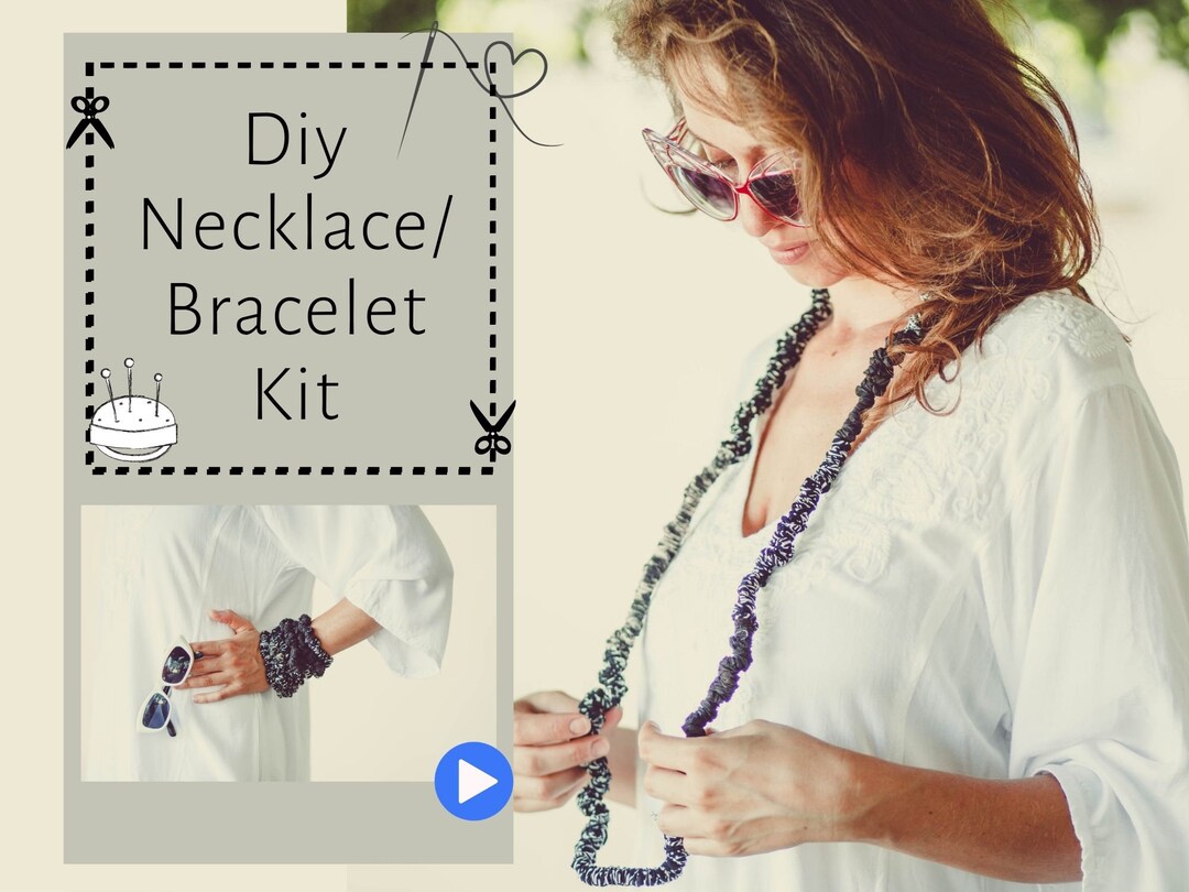 Long Fabric Necklace, DIY Craft Kits for Women, Arts and Crafts for