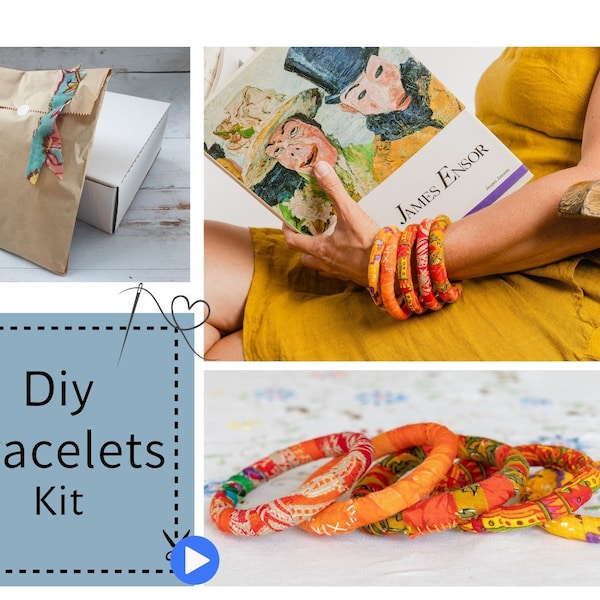 Jewelry Making Kit, Easy DIY Bracelet Craft Kit, Colorful Bohemian Textile Bracelet, Creative Craft Kit, DIY Kit For Adults, Fabric Bracelet