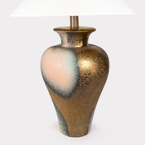 19 Inch Table Lamp 1980’s Raku 3 Way Switch Pink Blue Gold Postmodern