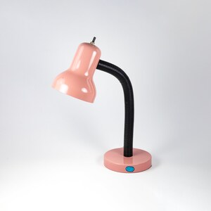 Pink Gooseneck Office Desk School Table Lamp Metal 1980s Mauve