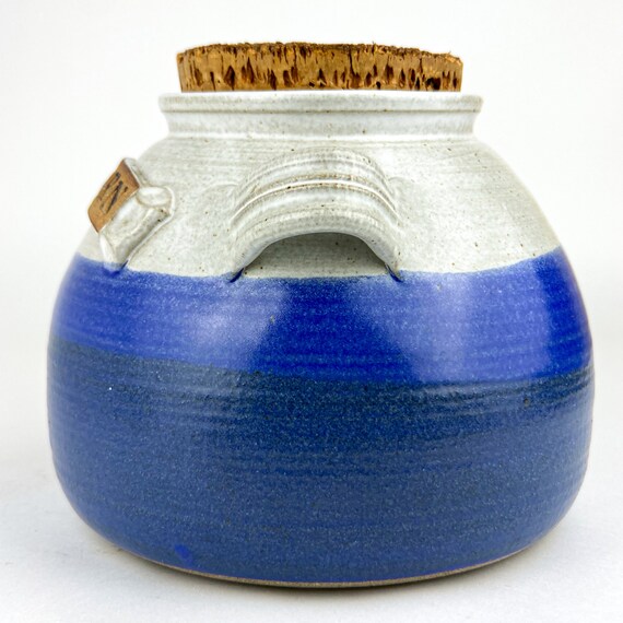 Studio Pottery Blue White Drip Vase Signed LJ Accents Spokane Washington Studio Pottery Blue White Drip Vase Signed LJ Accents Spokane Washington