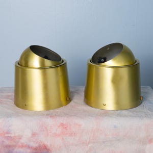 2 1960s Adjustable Spotlights Brushed Gold Wall or Ceiling Mount MCM Home Office
