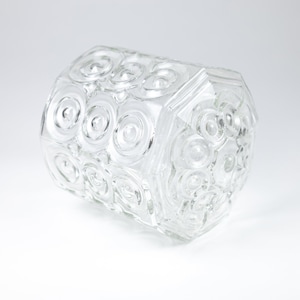 5 inch Bullseye Pattern Clear Glass Diffuser 3 1/4 fitter 1960s MCM