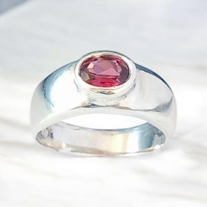 Handmade Garnet Ring in Sterling Silver - January birthstone garnet gift for her - Garnet Red Stone Ring for Christmas