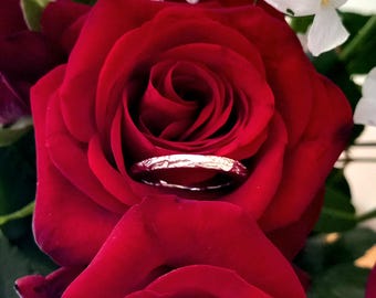 Solid Silver Handmade Wave textured ring - Size K 1/2 - Gifts for her in silver - small silver ring