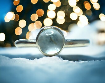 Blue topaz winter Ice Ring,  gift for her, Silver Blue Topaz Ring - Handmade blue stone jewellery