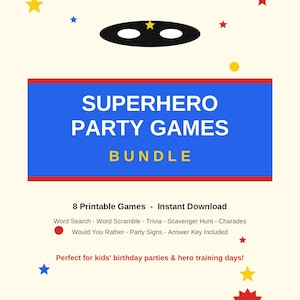 Superhero Party Games Bundle Printable | Kids Birthday Party Games | Superhero Birthday Activities | Instant Download PDF image 2