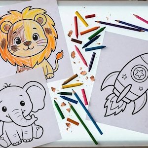 Kids Coloring Book Printable | 25 Cute Coloring Pages for Kids | Animals Coloring Sheets | Toddler Activity Book | Instant Download