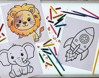 Kids Coloring Book Printable | 25 Cute Coloring Pages for Kids | Animals Coloring Sheets | Toddler Activity Book | Instant Download