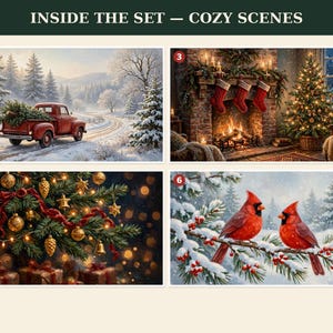 Christmas Frame TV Art Set of 10 | Vintage Christmas TV Art | Samsung Frame TV Art 4K | Holiday Decor, Instant Download image 2